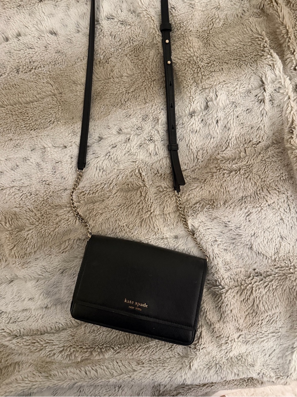 kate spade Black Leather Crossbody with Chain Strap